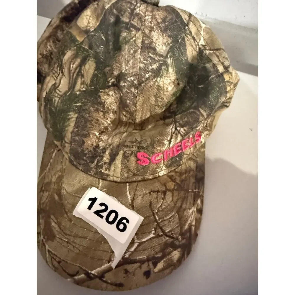 SCHEELS Ladies Fit Realtree Camo Adjustable Baseball Hat Pink Logo Outdoor Cap
